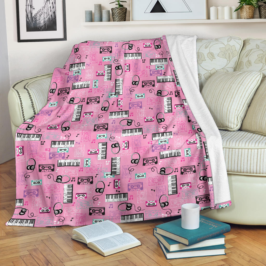 Piano Pattern Print Design 01 Premium Blanket