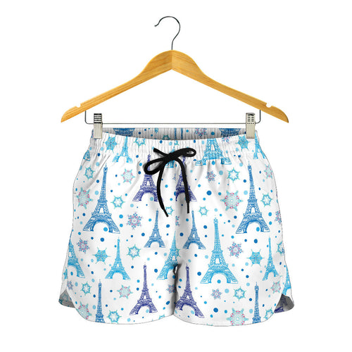Eiffel Tower Pattern Print Design 01 Women Shorts