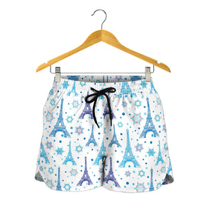 Eiffel Tower Pattern Print Design 01 Women Shorts