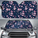 Pink Sakura Cherry Blossom Blue Background Car Sun Shade