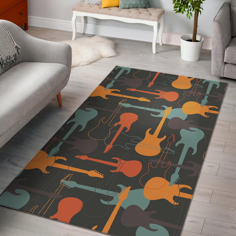 Electric Guitars Pattern Area Rug
