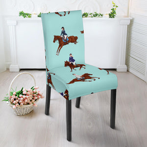 Horses Running Horses Rider Pattern Dining Chair Slipcover