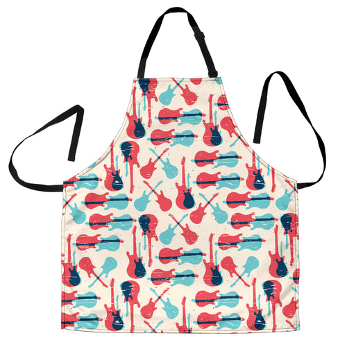 Red Blue Guitar Pattern Adjustable Apron