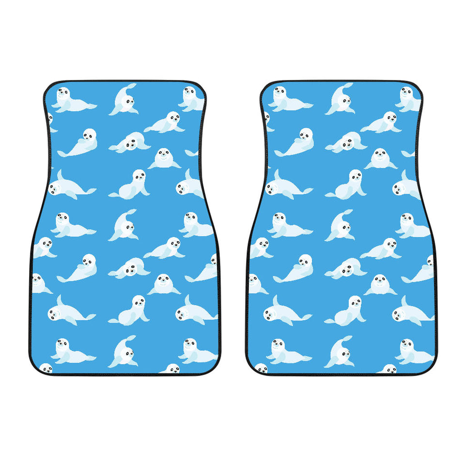 Cute Sea Lion Seal Pattern Background Front Car Mats