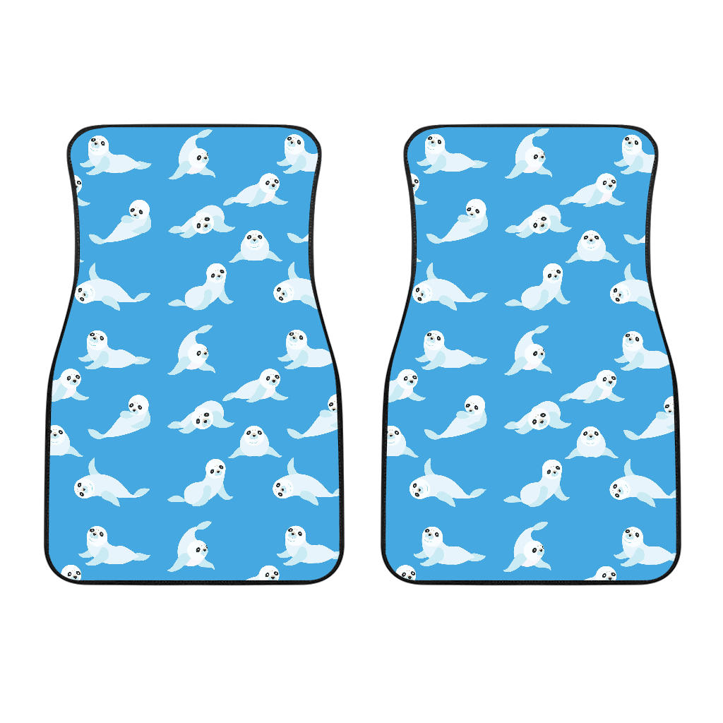 Cute Sea Lion Seal Pattern Background Front Car Mats