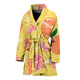 Grapefruit Yellow Background Women'S Bathrobe