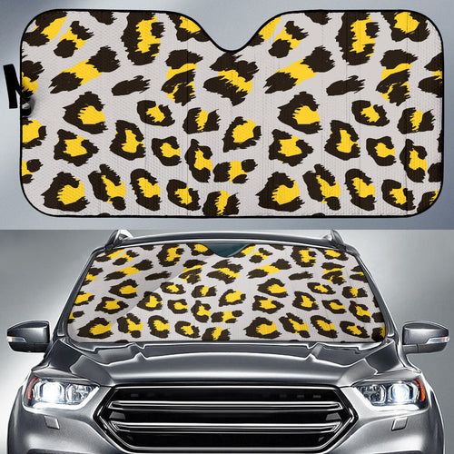 Gray Leopard Print Pattern Car Sun Shade