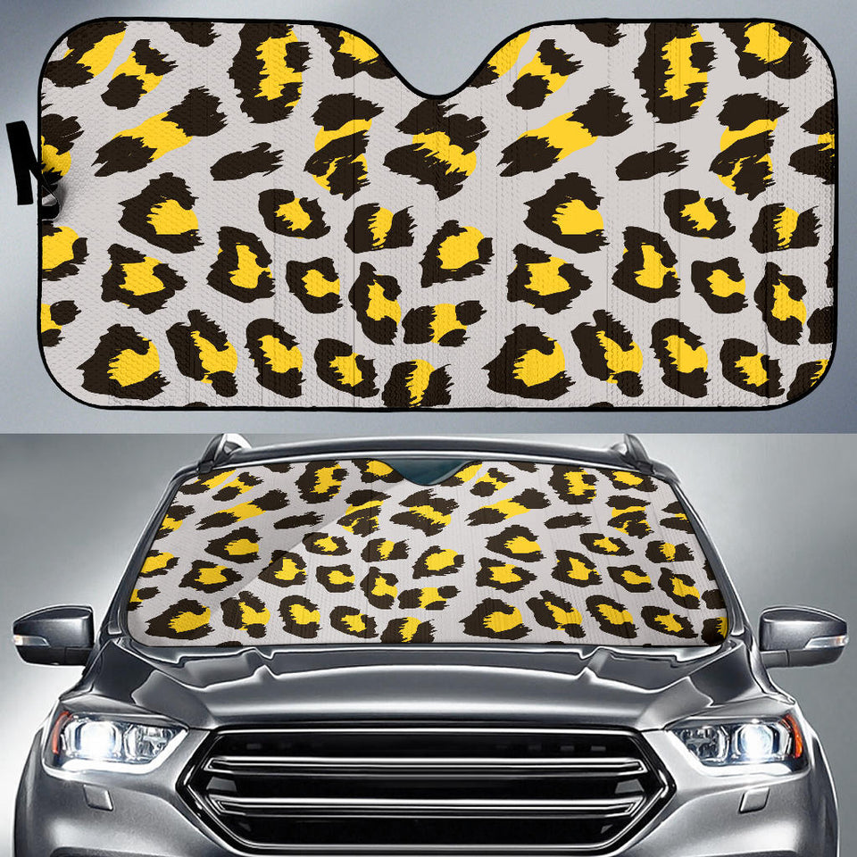Gray Leopard Print Pattern Car Sun Shade