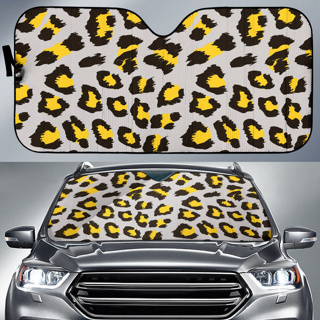 Gray Leopard Print Pattern Car Sun Shade