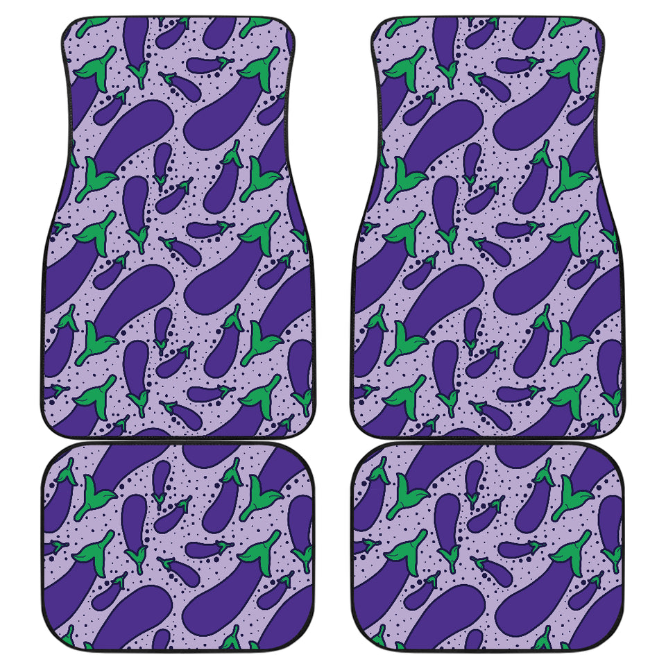 Eggplant Pattern Print Design 03 Front and Back Car Mats