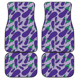 Eggplant Pattern Print Design 03 Front and Back Car Mats