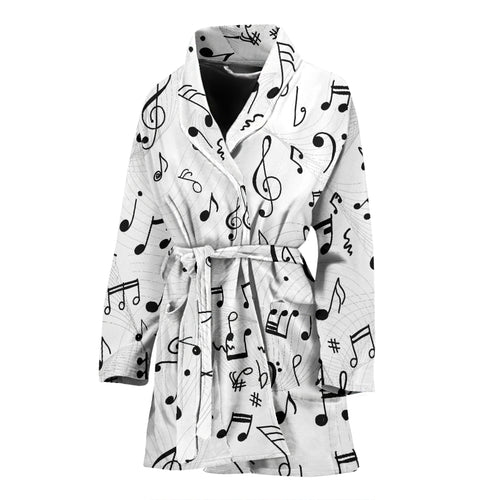 Music Notes Pattern Print Design 04 Women's Bathrobe