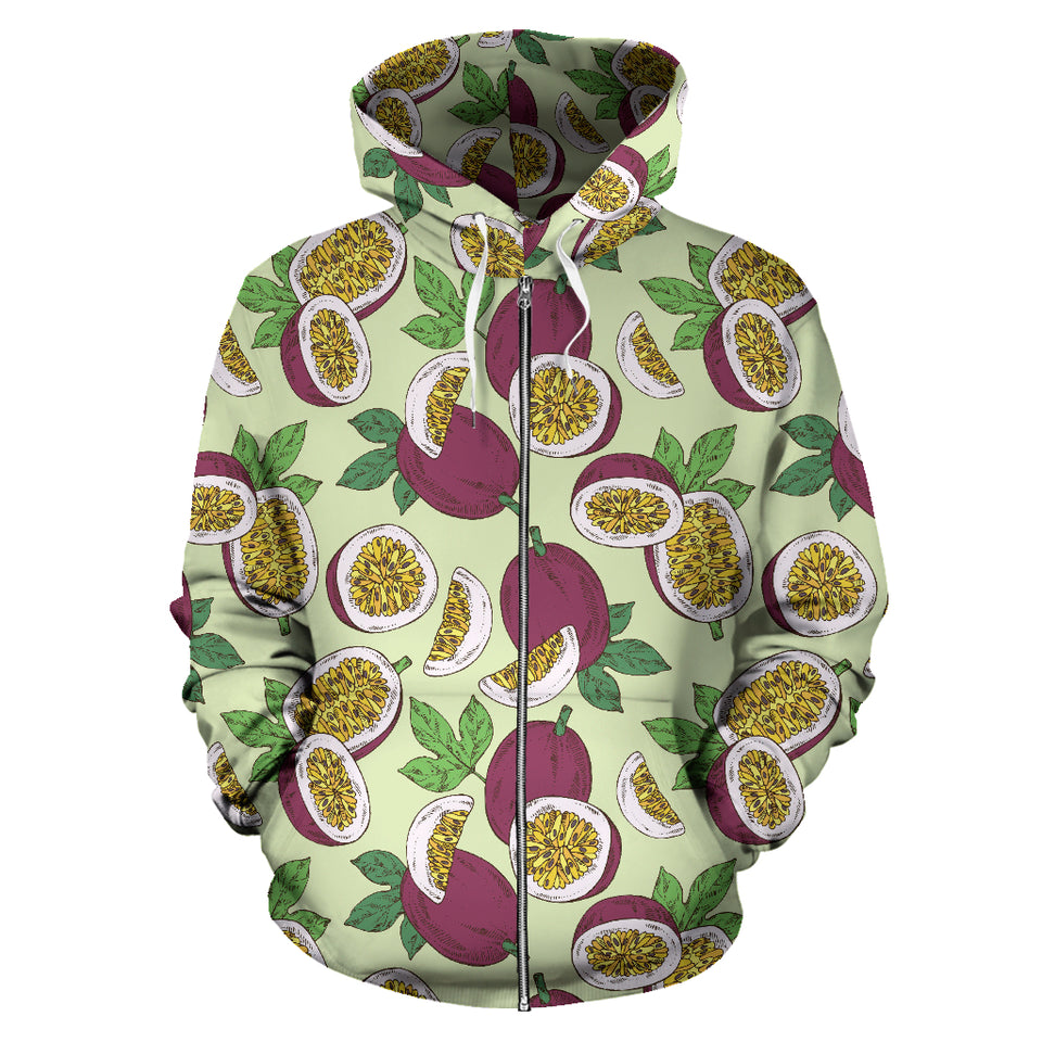 Passion Fruit Pattern Zip Up Hoodie