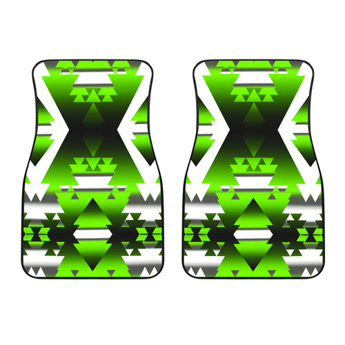 Green Winter Camp Front Car Mats (Set Of 2)