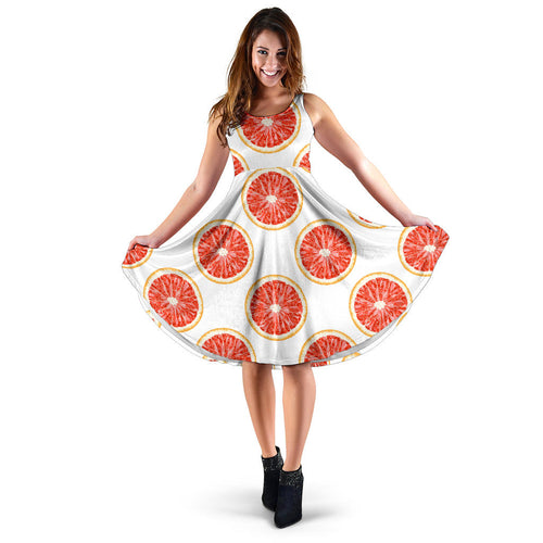 Grapefruit Pattern Sleeveless Midi Dress