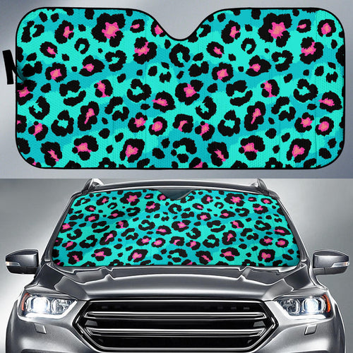 Green Leopard Skin Print Pattern Car Sun Shade