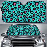 Green Leopard Skin Print Pattern Car Sun Shade