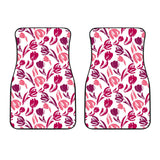 Pink Sketch Tulip Pattern Front Car Mats