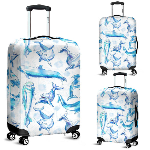 Watercolor Dolphin Pattern Luggage Covers