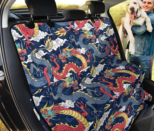 Blue Red Dragon Cloud Pattern Dog Car Seat Covers