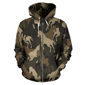 Horse Camouflage Pattern Zip Up Hoodie