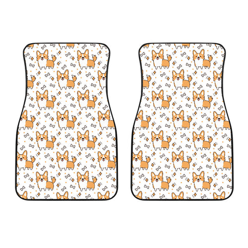 Cute Corgi Heart Star Bone Pattern Front Car Mats