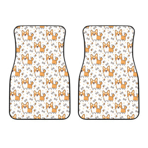 Cute Corgi Heart Star Bone Pattern Front Car Mats