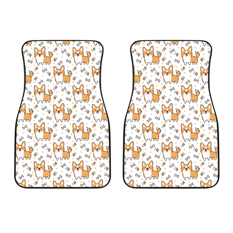 Cute Corgi Heart Star Bone Pattern Front Car Mats