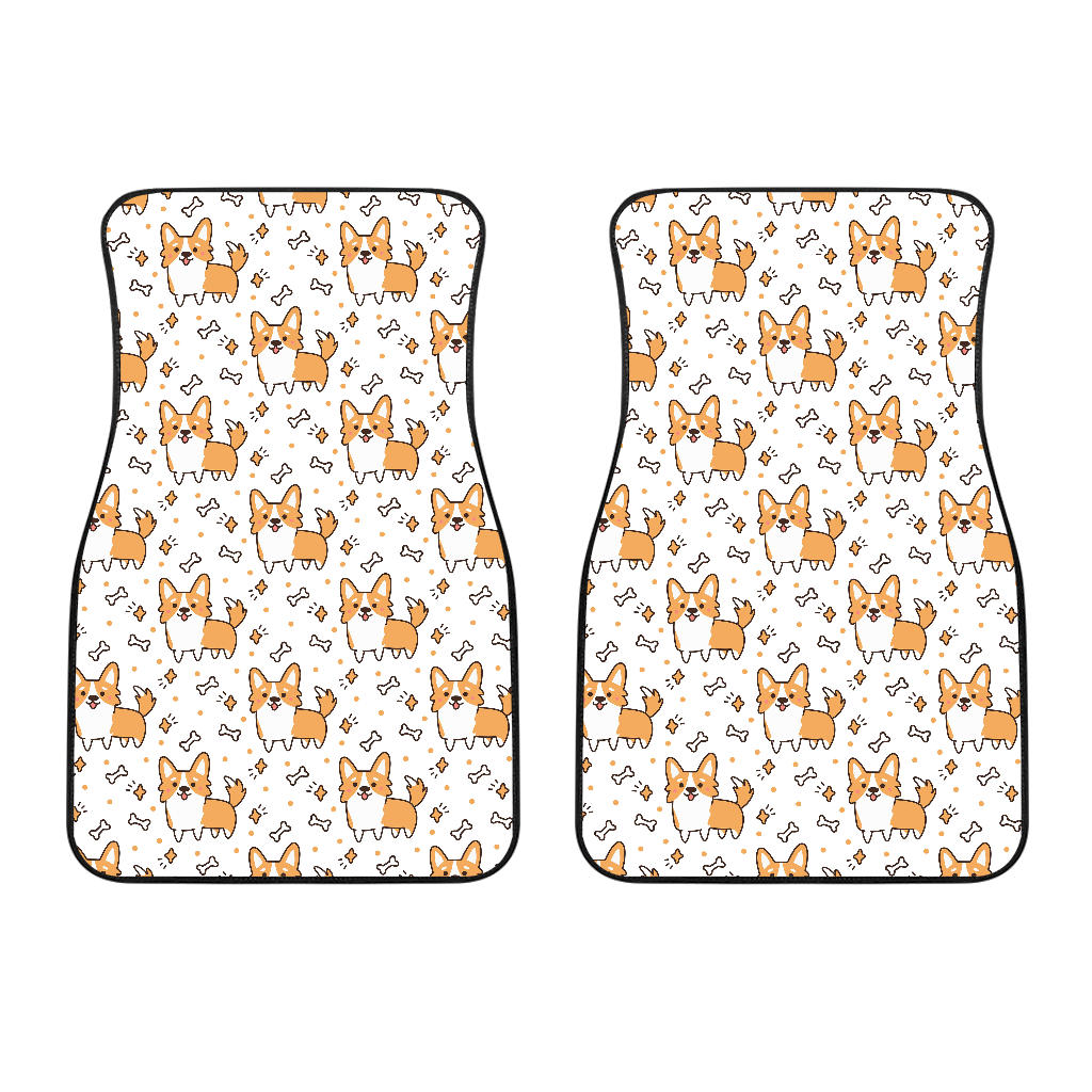 Cute Corgi Heart Star Bone Pattern Front Car Mats