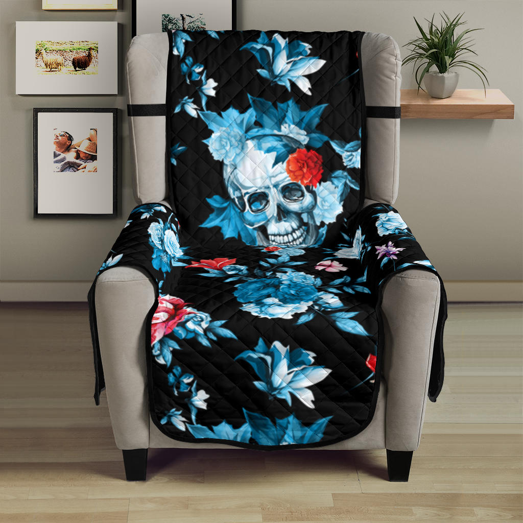 Skull flower roses leave pattern Chair Cover Protector