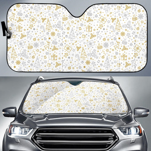 Christmas Tree Christmas Element Silver Gold Pattern Car Sun Shade