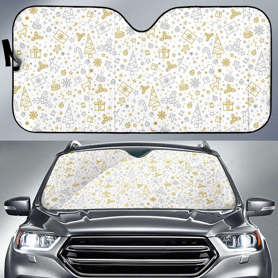 Christmas Tree Christmas Element Silver Gold Pattern Car Sun Shade