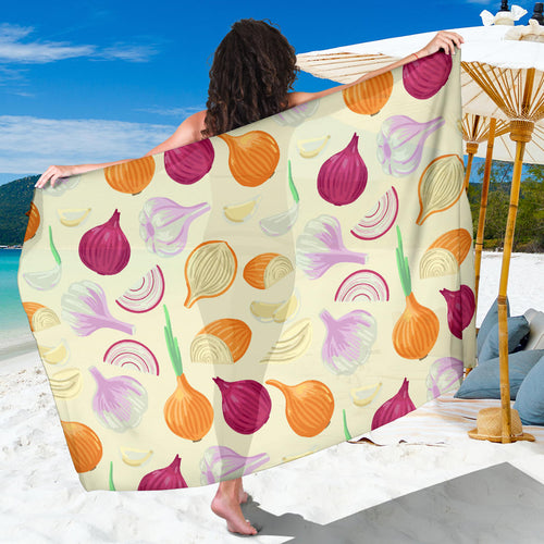 Onion Garlic White Red Pattern Sarong