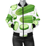 Cucumber Whole Slices Pattern Women'S Bomber Jacket