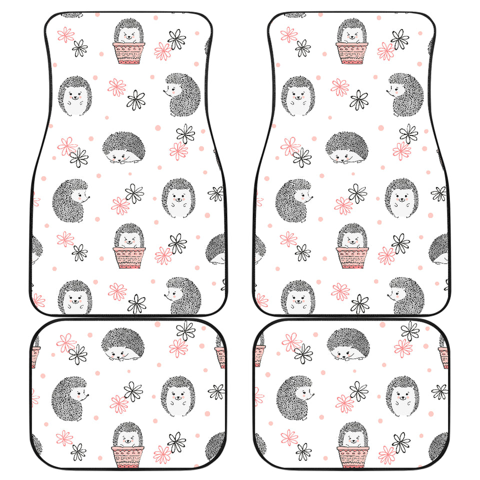 Hedgehog Pattern Print Design 02 Front and Back Car Mats