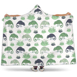 Chameleon Lizard Succulent Plant Pattern Hooded Blanket