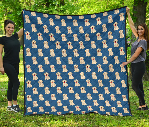 Golden Retriever Pattern Print Design 03 Premium Quilt