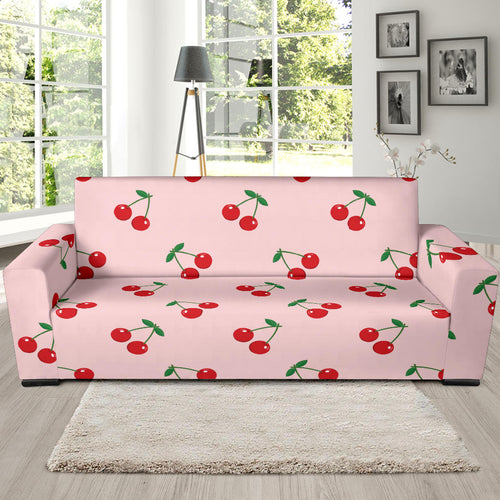 Cherry Pattern Pink Background Sofa Slipcover