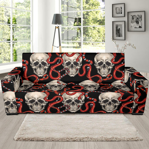 Red Snake Skull Pattern Sofa Slipcover
