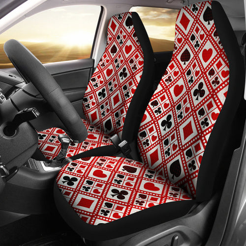 Casino Cards Suits Pattern Print Design 03 Universal Fit Car Seat Covers