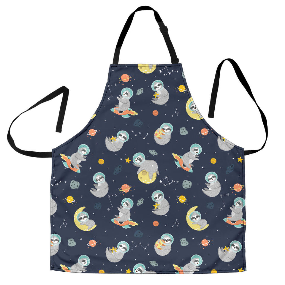Cute Sloth Astronaut Star Planet Rocket Pattern Adjustable Apron