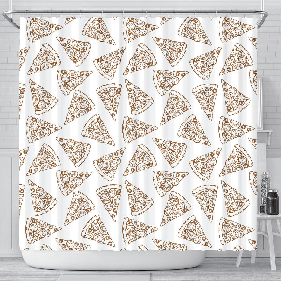 Hand Drawn Pizza Pattern Shower Curtain Fulfilled In US