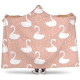 Swan Flower Light Pink Background Hooded Blanket