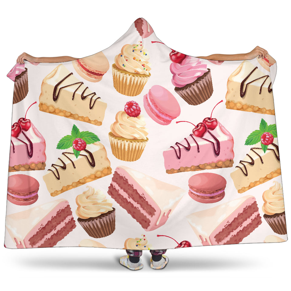 Cake Cupcake Sweets Pattern Hooded Blanket