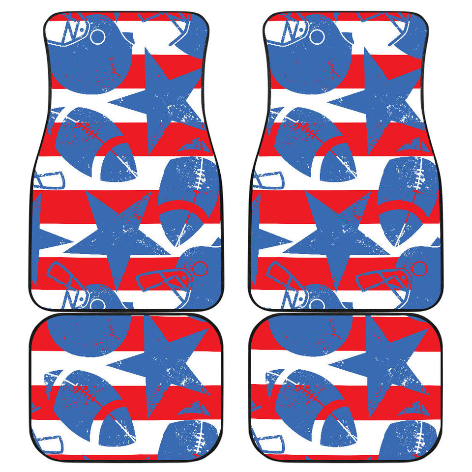 American Football Ball Star Stripes Pattern Front And Back Car Mats