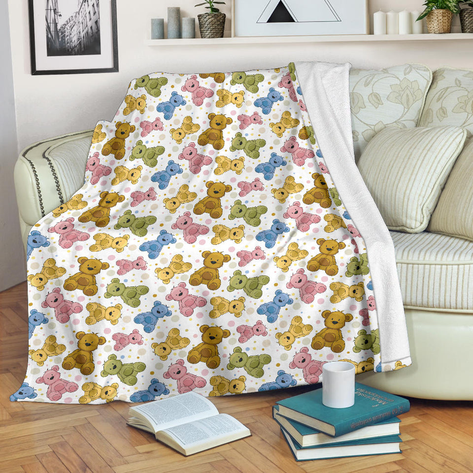 Teddy Bear Pattern Print Design 01 Premium Blanket