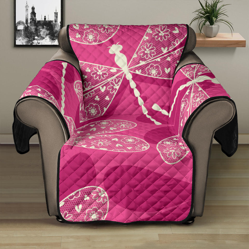 Beautiful dragonfly pink background Recliner Cover Protector