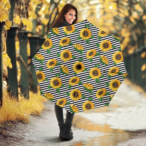 Sunflowers Ribbon Background Umbrella