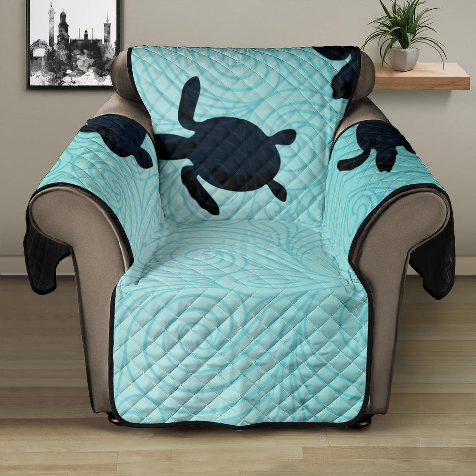 Sea turtle with blue ocean backgroud Recliner Cover Protector