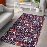 Elephant Indian Style Ornament Pattern Area Rug